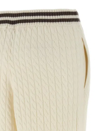 Brunello Cucinelli Cable Knit Cashmere Pants With Ribbed Cuffs