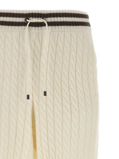 Brunello Cucinelli Cable Knit Cashmere Pants With Ribbed Cuffs