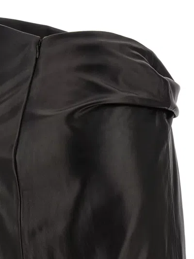 Alberta Ferretti Draped High Waist Midi Skirt In Black