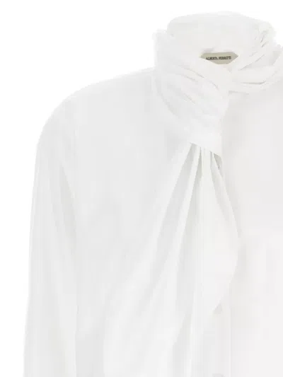 Alberta Ferretti Draped High Collar Long Sleeves Shirt