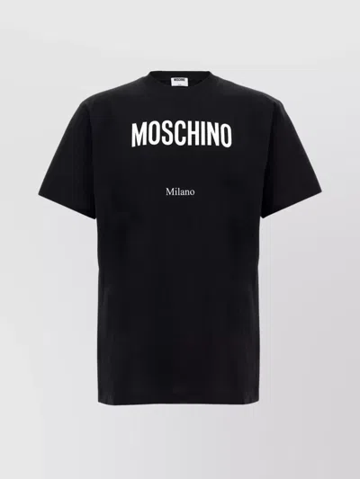 Moschino Crew Neck Graphic T-shirt With Short Sleeves In Black