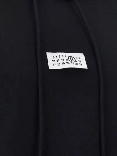 Mm6 Maison Margiela Mm6 By Maison Margiela Emblazoned Black Hoodie With Drawstring And Ribbed Finishes In Black