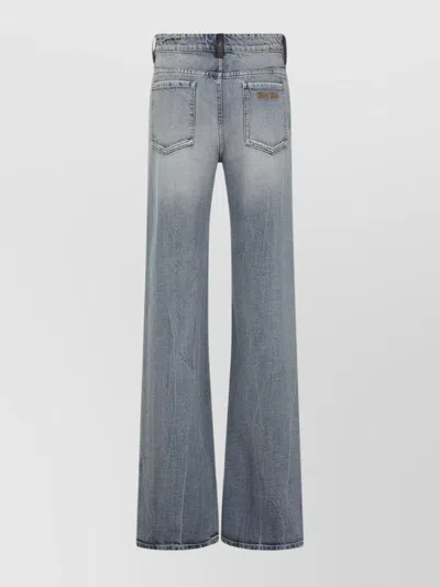 Miu Miu Cotton Denim Jeans Leather Accents In Blue
