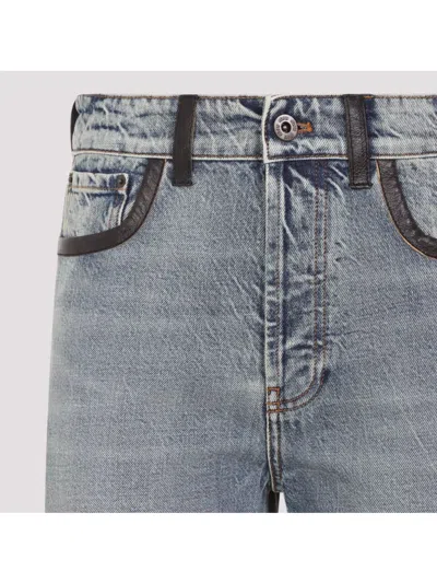 Miu Miu Cotton Denim Jeans Leather Accents In Blue