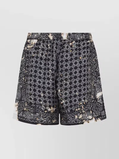 Amiri Black Ma Quad Bleach Bandana Shorts In Gray