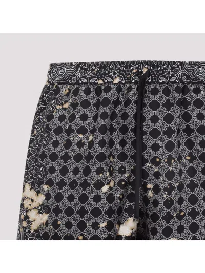 Amiri Black Ma Quad Bleach Bandana Shorts In Gray