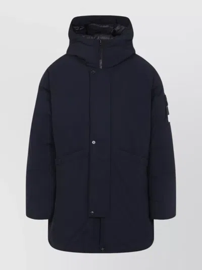 Stone Island Tech Fabric Hooded Parka In Blue