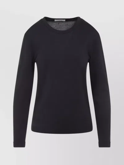 Lemaire Ribbed Crew Neck Long Sleeve Top In Black