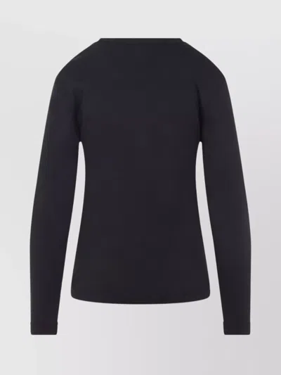 Lemaire Ribbed Crew Neck Long Sleeve Top In Black