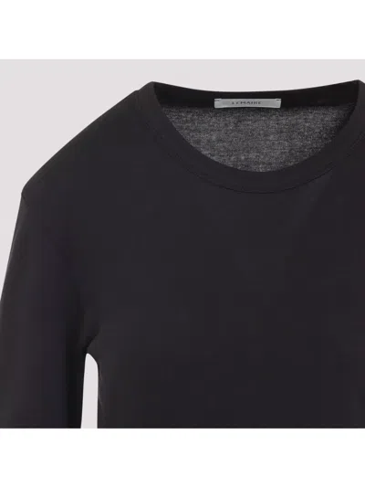 Lemaire Ribbed Crew Neck Long Sleeve Top In Black