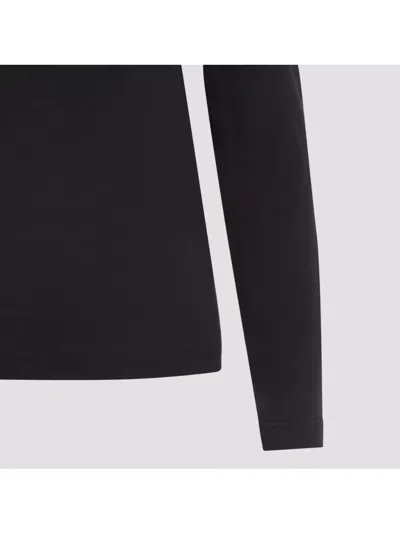 Lemaire Ribbed Crew Neck Long Sleeve Top In Black