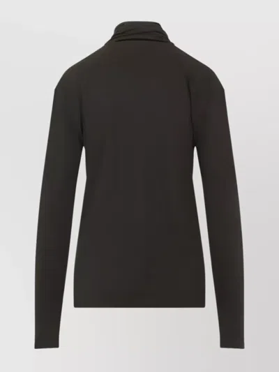 Lemaire Long Sleeve Scarf Collar T-shirt In Brown
