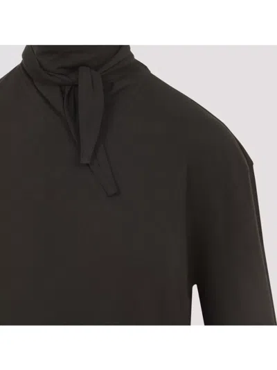 Lemaire Long Sleeve Scarf Collar T-shirt In Brown