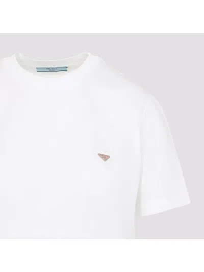 Prada Triangle Logo Cotton T-shirt In White