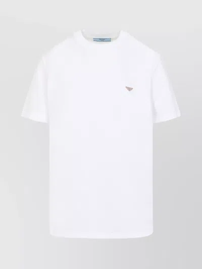 Prada Triangle Logo Cotton T-shirt In White