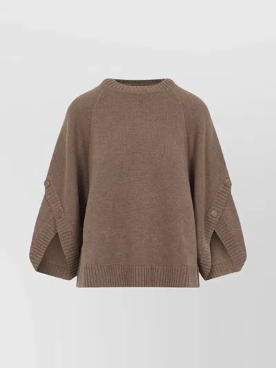 Max Mara Virgin Wool Cashmere Blend Sweater In Brown