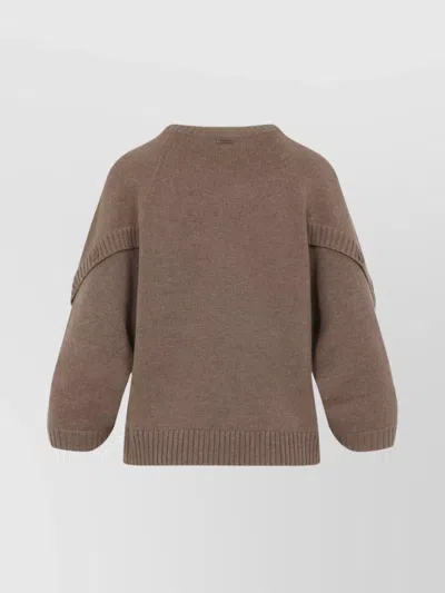 Max Mara Virgin Wool Cashmere Blend Sweater In Brown