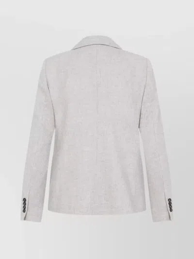 Brunello Cucinelli Double Breasted Wool And Cashmere Jacket In White