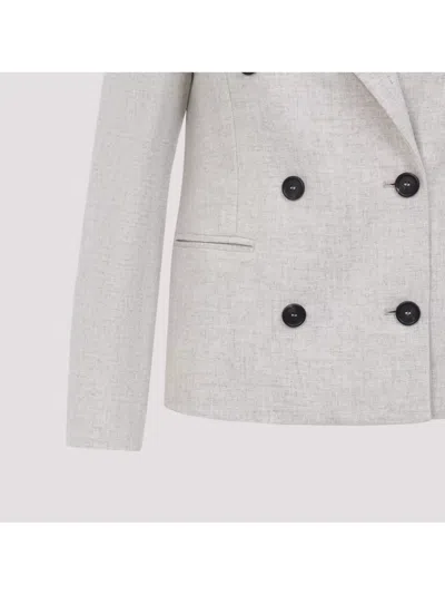 Brunello Cucinelli Double Breasted Wool And Cashmere Jacket In White