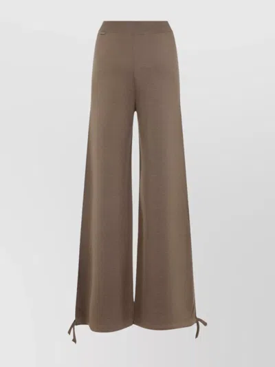 Max Mara Nigeria Wool Wide-leg Pants In Brown