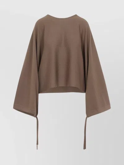 Max Mara Wool Drawstring Cuffs Pullover In Neutral