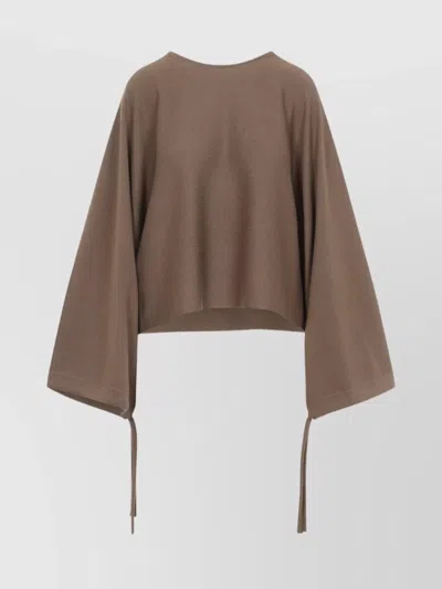 Max Mara Wool Drawstring Cuffs Pullover In Neutral