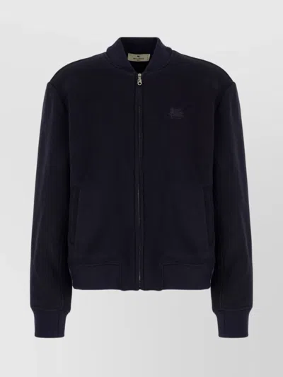 Etro Wool Bomber Jacket In Blue
