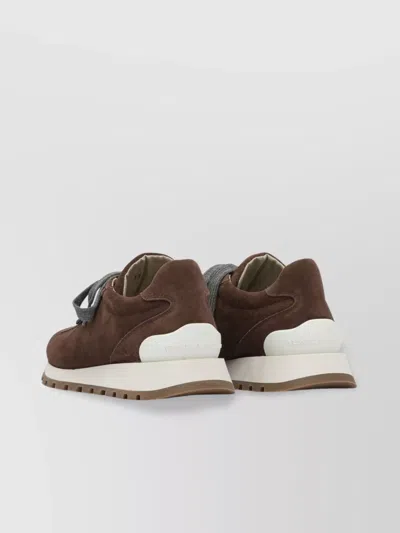 Brunello Cucinelli Slip-on Sneakers With Rubber Sole And Suede Finish