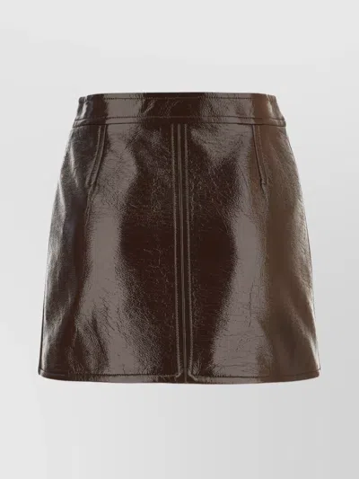 Courrèges Fitted Burgundy Mini Skirt With Shiny Finish In Red