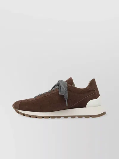 Brunello Cucinelli Slip-on Sneakers With Rubber Sole And Suede Finish