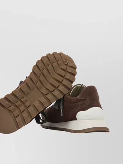 Brunello Cucinelli Slip-on Sneakers With Rubber Sole And Suede Finish