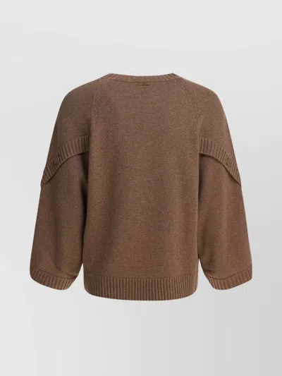 Max Mara Knitwear With Button Detail And Raglan Sleeves In Brown