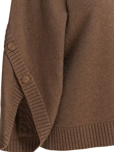 Max Mara Knitwear With Button Detail And Raglan Sleeves In Brown