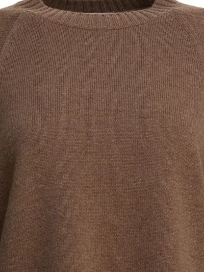 Max Mara Knitwear With Button Detail And Raglan Sleeves In Brown