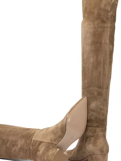 Gianvito Rossi Thigh-high Suede Block Heel Boots