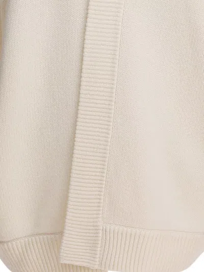 Max Mara Knitwear With Buttoned Hood And Relaxed Fit In Neutral