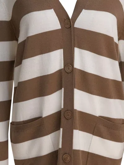 Max Mara Striped Longline Knitwear Front Pockets In Multi