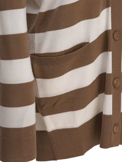 Max Mara Striped Longline Knitwear Front Pockets In Multi