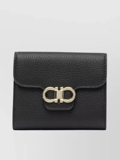 Ferragamo Compact Textured Leather Accessories In Black
