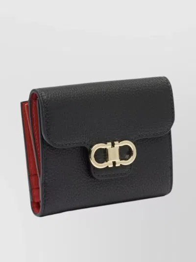 Ferragamo Compact Textured Leather Accessories In Black