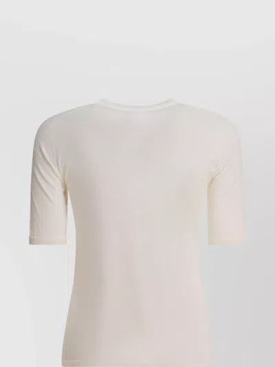 Max Mara Crew Neck Ribbed Cuffs Short Sleeves In Neutral