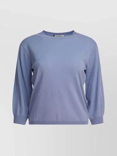S Max Mara Crew Neck Knitwear Ribbed Finish In Blue