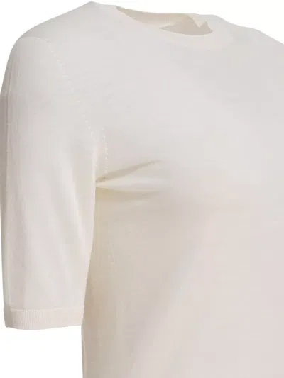 Max Mara Crew Neck Ribbed Cuffs Short Sleeves In Neutral