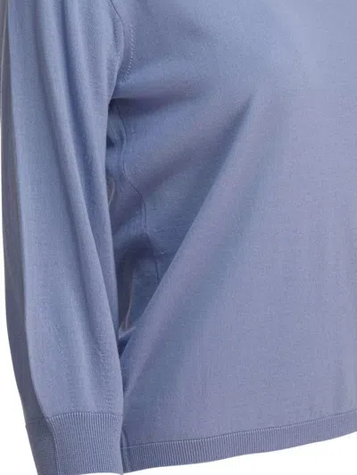 S Max Mara Crew Neck Knitwear Ribbed Finish In Blue