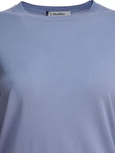 S Max Mara Crew Neck Knitwear Ribbed Finish In Blue