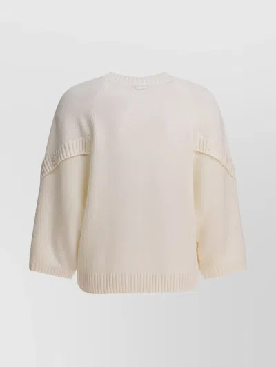 Max Mara Crossover Detail Oversized Wool And Cashmere Sweater Clothing In Neutral