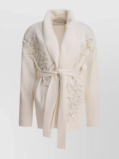 Golden Goose Belted Knitted Cardigan In White