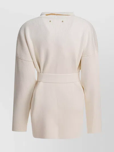 Golden Goose Belted Knitted Cardigan In White