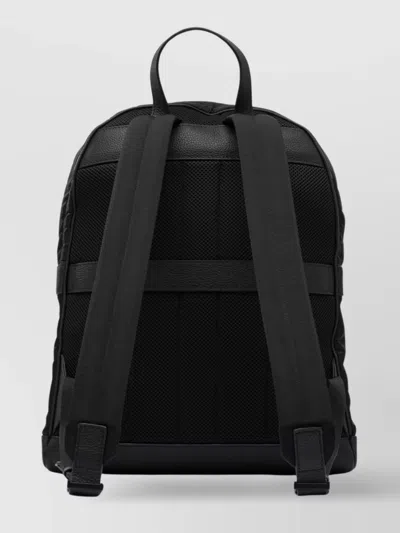 Ferragamo Durable Black Backpack With Leather Accents In Black