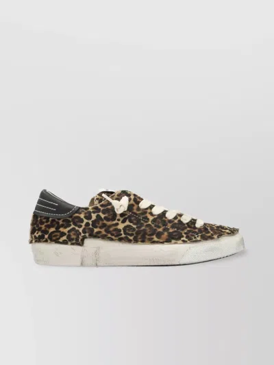 Philippe Model Stitched Leopard Print Low-top Sneakers Slip-on